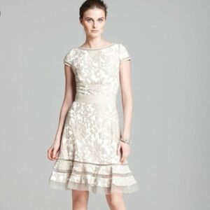 Tadashi Shoji Ivory Lace Fit-and-Flare Mini Dress
